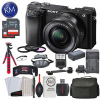 Sony Alpha a6100 Mirrorless Digital Camera w/ 16-50mm Lens (Black) and Striker Deluxe Bundle with 12� Tripod