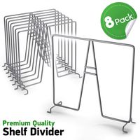 Xabitat Closet Wire Shelf Divider - New and Improved Vertical Organizer with Easy Clamping - Powder Coated Steel Wire Wardrobe Separators - Set of 8 - Titanium