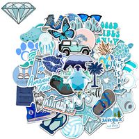 Trendy VSCO Vinyl Stickers for Laptop Water Bottles (50-Pack) Cute Aesthetic Waterproof Stickers for Hydro Flask Phone Skateboard Guitar, Suitable for Girls, Kids, Teens, Adults (Blue Series)