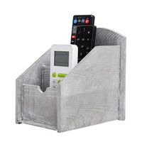 VERGOODR 3 Slot Rustic Wooden Remote Control Frame Media Organizer, Office Supply Storage Rack,Pen Storage Box (Grey)