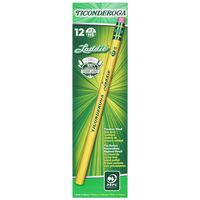 TICONDEROGA Laddie Pencils, Wood-Cased #2 HB Soft with Eraser, Yellow, 12-Pack (13304)