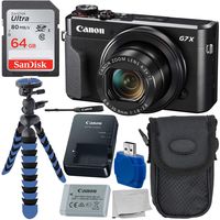 Canon PowerShot G7 X Mark II Digital Camera Starter Bundle Includes - 12" Gripster, Point N Shoot Case, Sandisk 64GB Ultra Memory Card and More