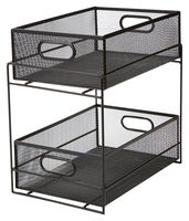 Mind Reader 2 Tier Metal Mesh Storage Baskets Organizer, Home, Office, Kitchen, Bathroom, Black
