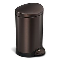 simplehuman 6 Liter / 1.6 Gallon Semi-Round Bathroom Step Trash Can, Dark Bronze Stainless Steel