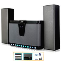 BEFREE SOUND Bluetooth 2.1 Channel Multimedia Wired Speaker System with Sound Reactive Led Lights, Remote Control and Digital Display