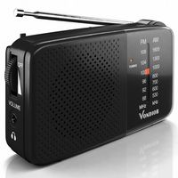 AM FM Radio - Best Reception and Longest Lasting. AM FM Radio Portable Player Operated by 2 AA Battery, Mono Headphone Socket, by Vondior (Black)