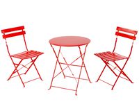 Grand patio Premium Steel Patio Bistro Set, Folding Outdoor Patio Furniture Sets, 3 Piece Patio Set of Foldable Patio Table and Chairs, Red