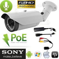 Urban Security Group 2MP 1080P IP PoE Bullet Security Camera with Microphone : 2.8-12mm Varifocal Lens, RCA Audio-in+Out Jacks, 42x IR LEDs for 130 Feet Night Vision, IR-Cut, ONVIF, WDR, IP66 Outdoor
