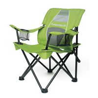 STRONGBACK Prodigy - Kids Folding Heavy Duty Camping Chair with Lumbar Supportive Ergonomics and Portable Carry Bag, Lime Green