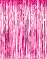 GOER 3.2 ft x 9.8 ft Metallic Tinsel Foil Fringe Curtains for Party Photo Backdrop Wedding Decor (1 Pack, Hot Pink)