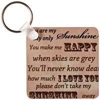 3dRose LLC kc_79152_1 You Are My Sunshine in Brown- Word Art- Vintage Song - Key Chains, set of 2