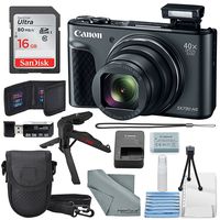 Canon PowerShot SX730 HS Digital Camera (Black) W/Basic Bundle, 16GB, Xpix Tabletop Tripod +FiberTique Cloth