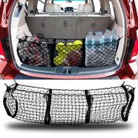 Zento Deals Heavy Duty Stretchable Black Mesh Net Cargo Trunk Storage Organizer- Keeping Things Secured and More Organize with 4 Plastic Hooks