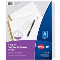 Avery Big Tab Write-On Dividers, 8-Tab Set (23078)