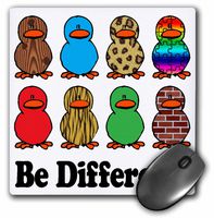3dRose LLC 8 X 8 X 0.25 Inches Cute Be Different Patterned Ducks Mouse Pad (mp_102597_1)