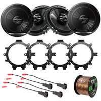 4X Pioneer TS-G 6.5" 2-Way Coaxial Car Speakers 300W Max./40W Nominal with Enrock Speaker Mounting Brackets and Wire Harness for Select 1996-2009 GM Full Size SUV Car Vehicles