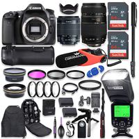 Canon EOS 80D DSLR Camera with EF-S 18-55mm f/3.5-5.6 is STM + Tamron 70-300mm AF Lens, Battery Grip with Advanced Professional Photo & Travel Bundle