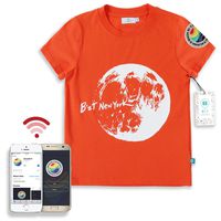 B'zT Washable Tracking Device Sensor Pre-Embedded T-Shirt in Cotton, Bio-Degradable Encasing, Free App Works with Smartphone to Track up to 5 Children Perfect for Travel & Playground.(S, Orange)