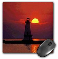 3dRose LLC 8 x 8 x 0.25 Inches Mouse Pad, Light House on The Sunset (mp_237_1)