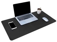 Dual-Sided Multifunctional Desk Pad, Waterproof Desk Blotter Protector, Leather Large Desk Wrting Mat Mouse Pad (31.5" x 15.7", Black)