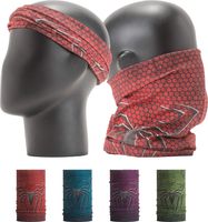 LEEVO Pattern Bold Headwear Scarf Boho Headband Wrap Shield Neck Gaiter Bandana (Free Size (18.5" 9.25"), Spider Pattern No.1, 4pcs Total)