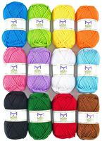 Mira Handcrafts Acrylic 1.76 Ounce(50g) Each Large Yarn Skeins - 12 Multicolor Knitting and Crochet Yarn Bulk - Starter Kit for Colorful Craft - 7 Ebooks with Yarn Patterns