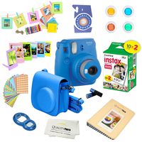 Fujifilm Instax Mini 9 Instant Camera w/Fujifilm Instax Mini 9 Instant Films (20 Pack) + A14 Pc Deluxe Bundle for Fujifilm Instax Mini 9 Camera (cobalt blue)