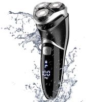 MAX-T Men's Electric Shaver - Corded and Cordless Rechargeable 3D Rotary Shaver Razor for Men with Pop-up Sideburn Trimmer Wet and Dry Painless 100-240V Black