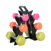 WF Athletic Supply Dumbbell Set with Storage Rack (32 LB Color Coated Dumbbell Set)