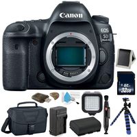 Canon EOS 5D Mark IV Full Frame Digital SLR Camera Body - Bundle with Spare Battery + Tripod + LED Light + 32 GB Memory Card + More