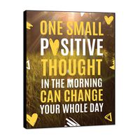 LACOFFIO Inspirational Wall Art Decor One Small Positive Thought 9''x12'' Motivational Wall Art Quotes Wood Sign Perfect for Office Spaces No-Chip No Warp