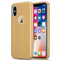 Kit Me Out World Glitter Series Case Designed for iPhone Xs Case, TPU & Inner Hard PC, Slim Fit Durable Shockproof Protection Case Cover (Gold)
