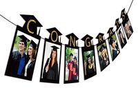 2020 Graduation Photo Banner Party Supplies - Congrats Grad Garland Decorations Favors 2PCS