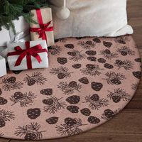 yuboo Brown Christmas Tree Skirt, 36" Knitted Pine Cone Xmas Tree Decorations for Farmhouse