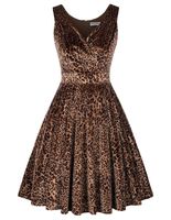 GRACE KARIN 1950s Style V-Neck Cocktail Evening Party Dress Size 2XL Leopard CL135-1
