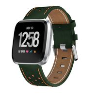 KisFace Fitbit Versa Replacement Leather Bands, Fitbit Accessories Wristbands Flower Print Series Strap for Fitbit Versa(Green 2)