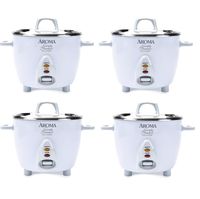 Aroma Simply Stainless Rice Cooker, White [Cooks 3 cups of uncooked rice] (6-Cup Cooked, 4-pack)