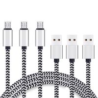 Micro USB Cable 6ft 3Pack by Ailun High Speed 2.0 USB A Male to Micro USB Sync Charging Nylon Braided Cable with 56k Ohm Pull-up Resistor for Smartphone Tablets Silver and Blackwhite