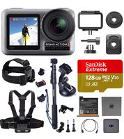 DJI OSMO Action Ultimate Bundle - Dual Touch Display Waterproof Digital Action Camera with 4K HD Video 12MP Photos Live Streaming Stabilization (Premium Accessories and 128 GB Memory Card Included)