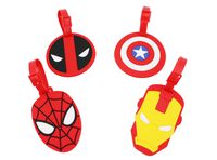 Finex Set of 4 - Superheroes Travel Luggage ID Tag for Bags Suitcases with Adjustable Strap
