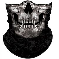 Obacle Motorcycle Face Mask Sun UV Dust Wind Protection Tube Mask Seamless Bandana Skeleton Face Mask for Men Women Bike Riding Cycling Biker Fishing Outdoor Festival (Skull Light Grey Black Nose)