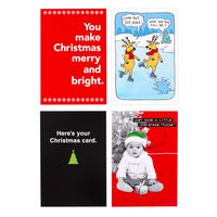 Hallmark Shoebox Funny Boxed Christmas Cards Assortment (4 Designs, 24 Christmas Cards with Envelopes)