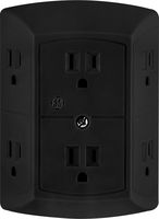 GE 6 Outlet Wall Plug Adapter Power Strip, Extra Wide Spaced Outlets, Power Adapter, 3 Prong, Multi Outlet Wall Charger, Quick & Easy Install, For Home Office, Black, 45201