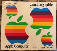 Apple Logo Original Vintage Rainbow Sticker/Decal, Sheet of 4, (2 Small, 2 Large)