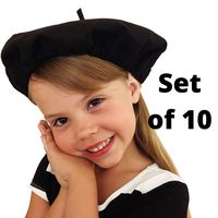Beret Hats for Women and Kids Black French Berets Bulk Lot of 10 Perfect for Paris Party and Art Party