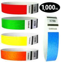 Tyvek Wristbands - Goldistock 1,000 Count Rainbow Variety Pack - ¾" Arm Bands - 200 Each: Neon Green, Blue, Red, Yellow & Orange Paper-like Party Armbands - Heavier Tyvek Wrist Bands = Superior Events