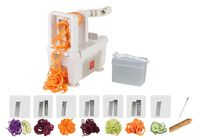 Paderno World Cuisine A4982807 8-Cut Collapsible Spiralizer, Folding 7-Blade, White