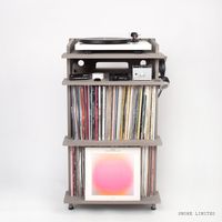 Line Phono Turntable Station Turntable Stand + Vinyl Record Storage, Made in The USA (Smoke Grey)