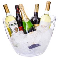 Ice Bucket Clear Acrylic 8 Liter Plastic Tub For Drinks and Parties, Food Grade, Holds 5 Full-Sized Bottles and Ice