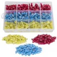 Ginsco 300pcs 22-18/16-14/12-10 Gauge Nylon Fully Insulated Spade Wire Crimp Quick Disconnects Wire Terminals Connector Set Red Blue Yellow (Female Spade)